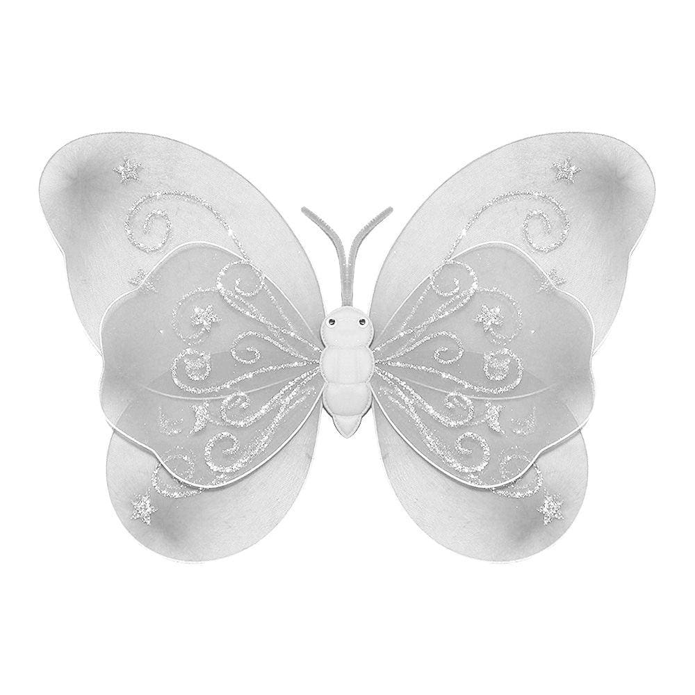 Asa de Borboleta Branco com Glitter
