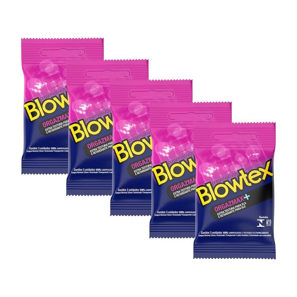 Kit 5 Pacotes Preservativo Blowtex Orgazmax com 3 Unidades cada