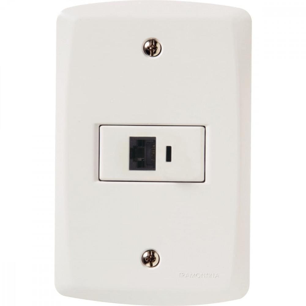 Conj 4x2 1 Tomada Telefone Rj11 Tramontina Lux2 Branco