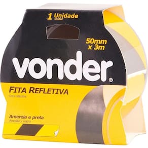 Fita Zebrada Adesiva Refletiva 50Mmx3M Amarela E Preta - Von