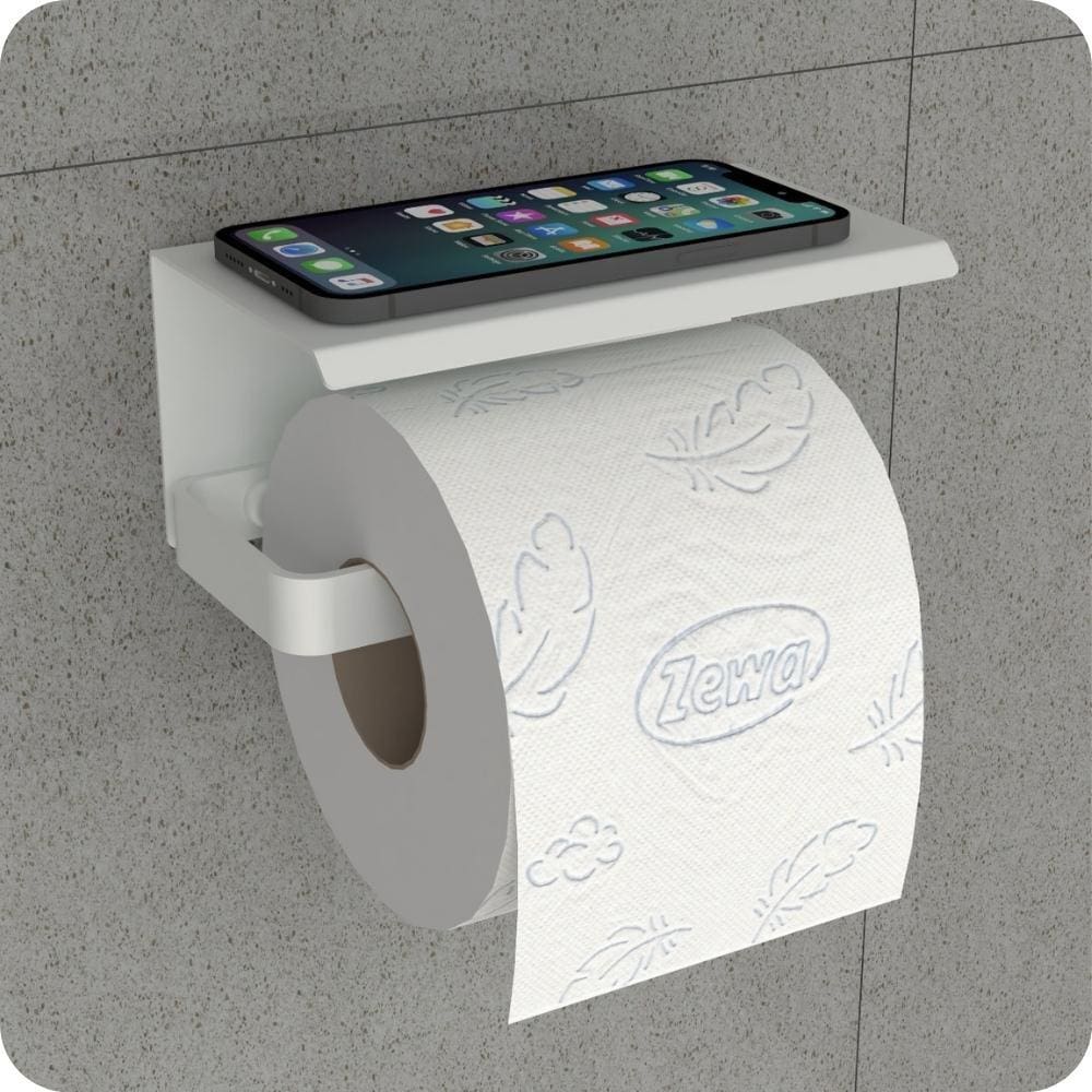 Papeleira Porta Papel Higienico Apoio Celular Branco Plus
