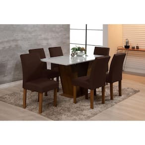 Kit 6 Capas De Cadeira Mesa Sala Jantar Elástico Marrom