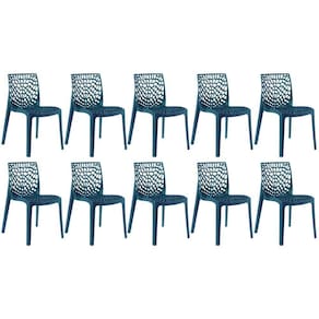 Kit 10 Cadeiras Gruvyer Azul Petróleo