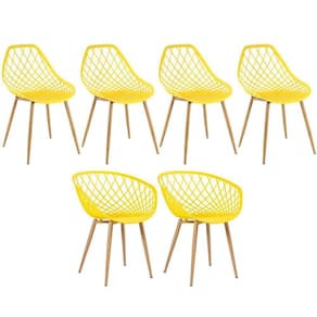 Kit 2 Cadeiras Clarice Nest Sidera Com Braços + 4 Cadeiras Cloe Amarelo