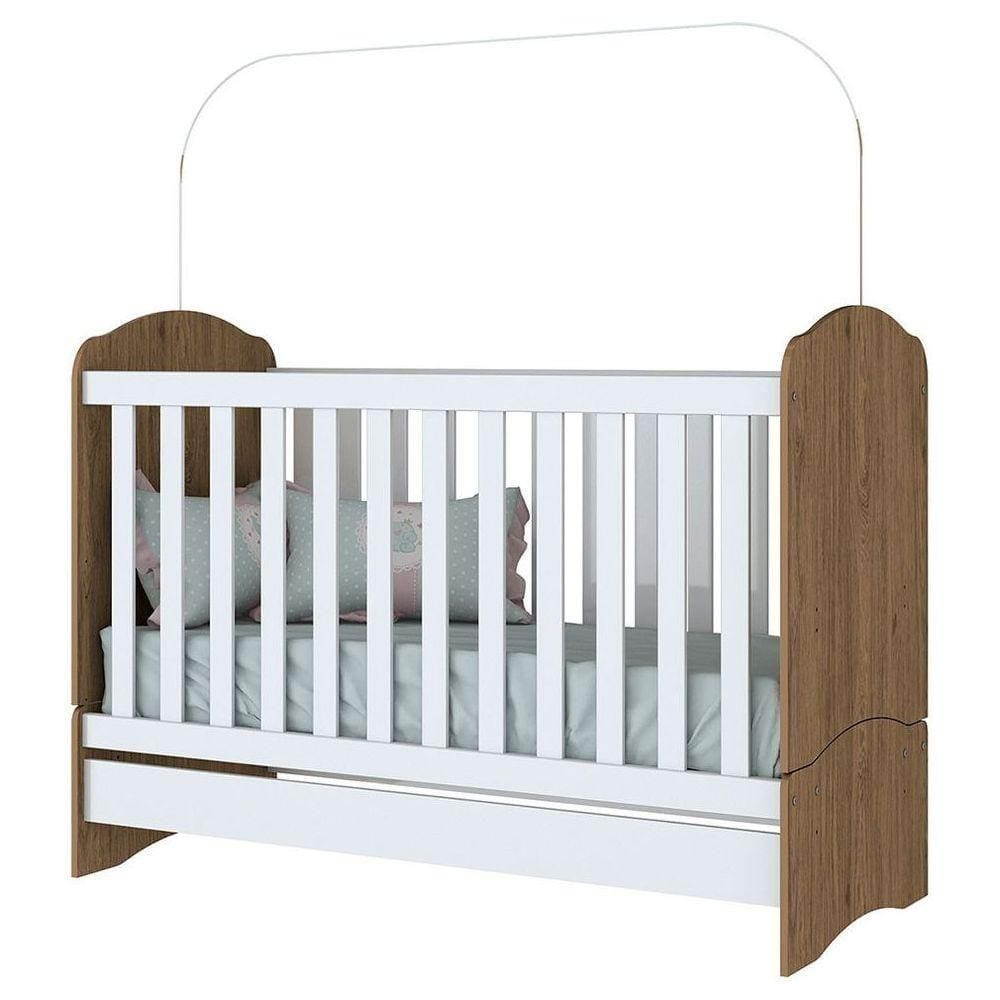 Berço Henn Mini Cama Bala De Menta I02 Rustico Com Branco