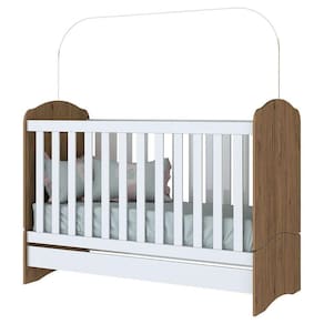 Berço Henn Mini Cama Bala De Menta I02 Rustico Com Branco