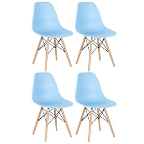 Kit 4 Cadeiras Charles Eames Eiffel Dsw Com Pés De Madeira Clara Azul Claro
