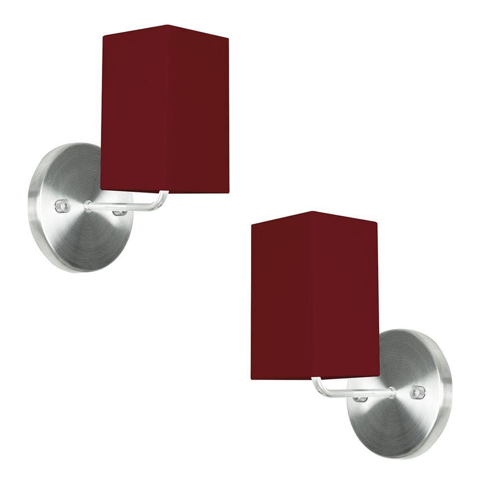 Kit 2 Arandela De Cupula Quadrada Vermelho