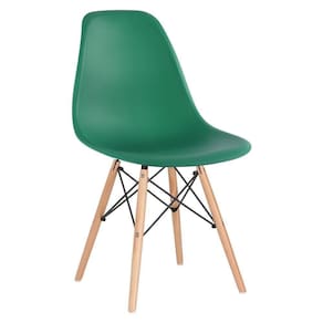 Cadeira Charles Eames Eiffel Dsw Com Pés De Madeira Clara Verde Escuro