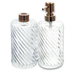Jogo de Dispenser e Recipiente Aromas Vidro Espiral Bronze - VD20145BZ