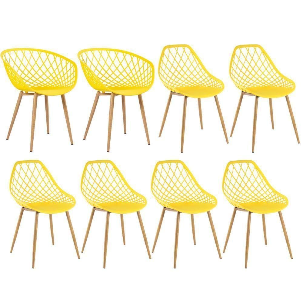 Kit 2 Cadeiras Clarice Nest Sidera Com Braços + 6 Cadeiras Cloe Amarelo