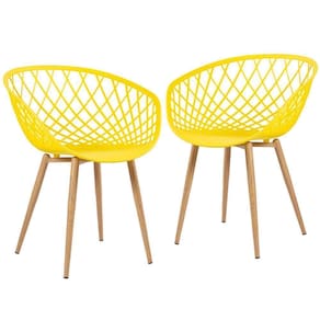 Kit - 2 X Cadeiras Clarice Nest Com Apoio De Braços - Sidera - Amarelo