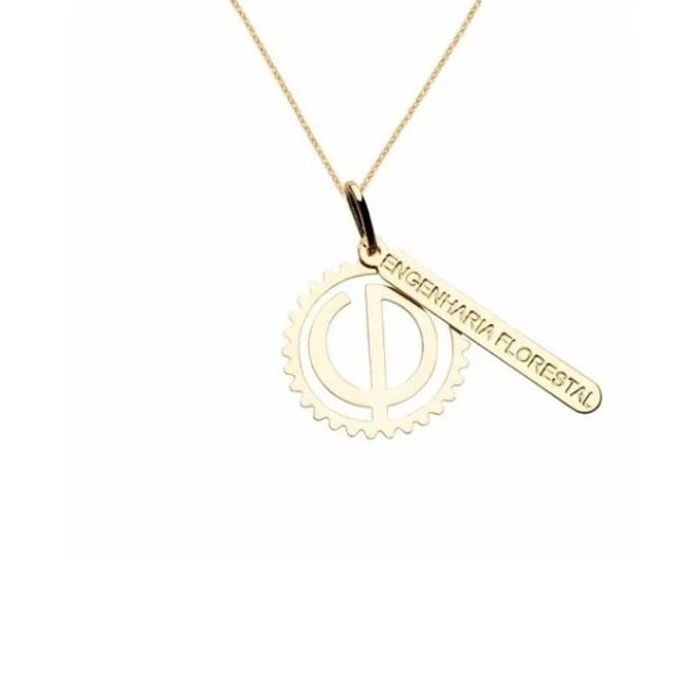 Colar Cordão Engenharia Florestal Folheado Ouro 18k