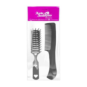 Kit 1 Escova Desembaraça Cabelos Jacaré E 1 Pente Plástico