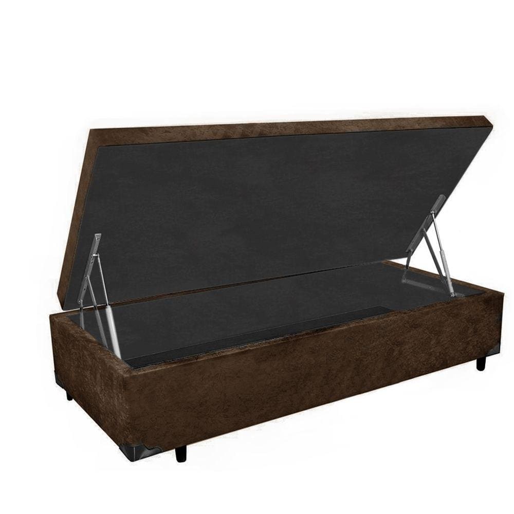 Cama Box Baú Solteiro Sleep Home AColchões Suede Marrom 41x88x188
