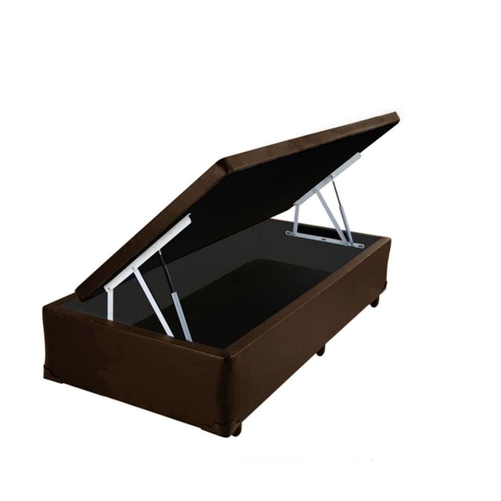 Cama Box Baú Solteiro Kings Stop AColchões Síntetico Marrom 41x88x188