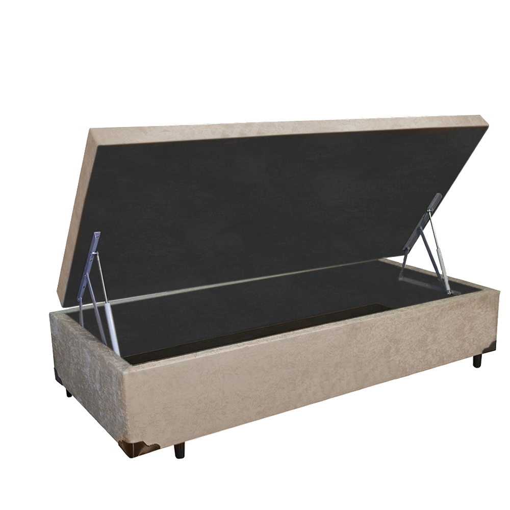Cama Box Baú Solteiro Blue AColchões Suede Bege 41x88x188