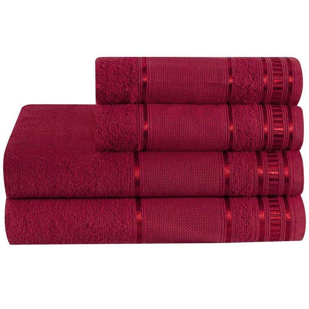 Jogo De Banho100% Algodão 4 Peças Vermelho Real