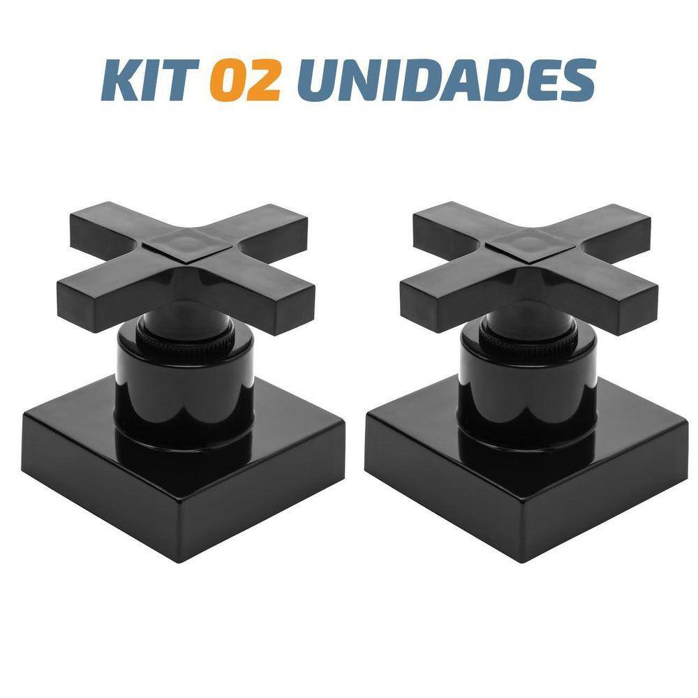 Kit 02 Acabamento Cruzeta Preto Registro Pressão Deca