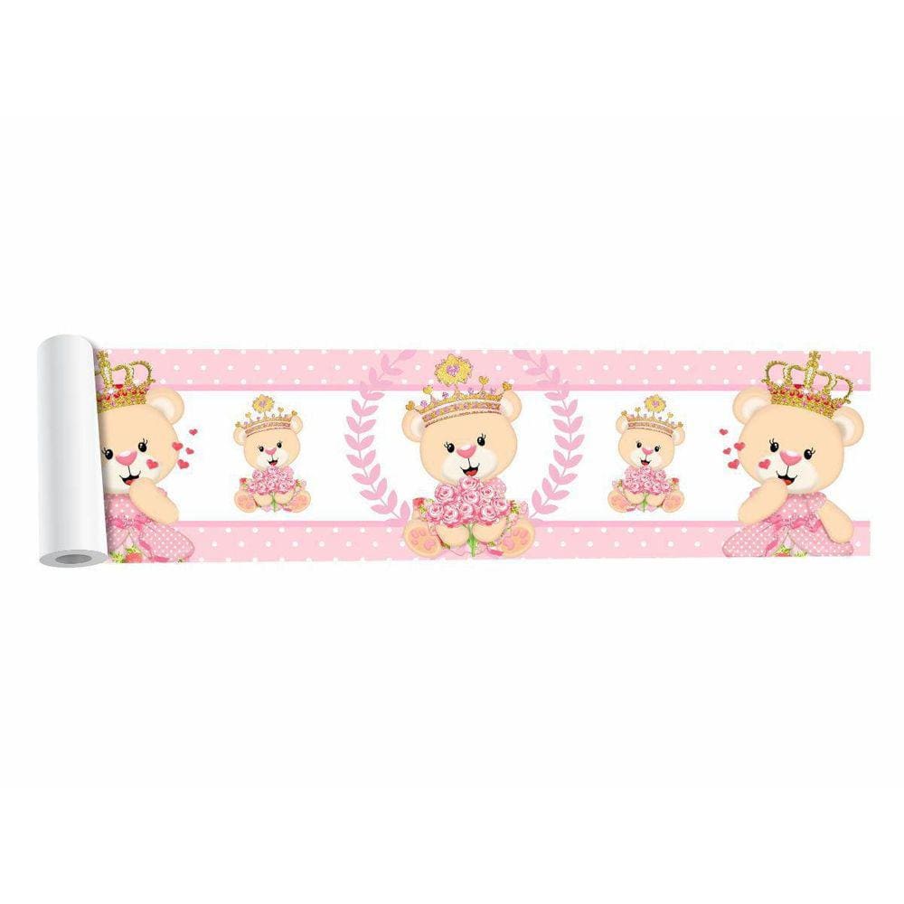 Kit 4 Faixas Adesivas Border Urso Coroa Rosa
