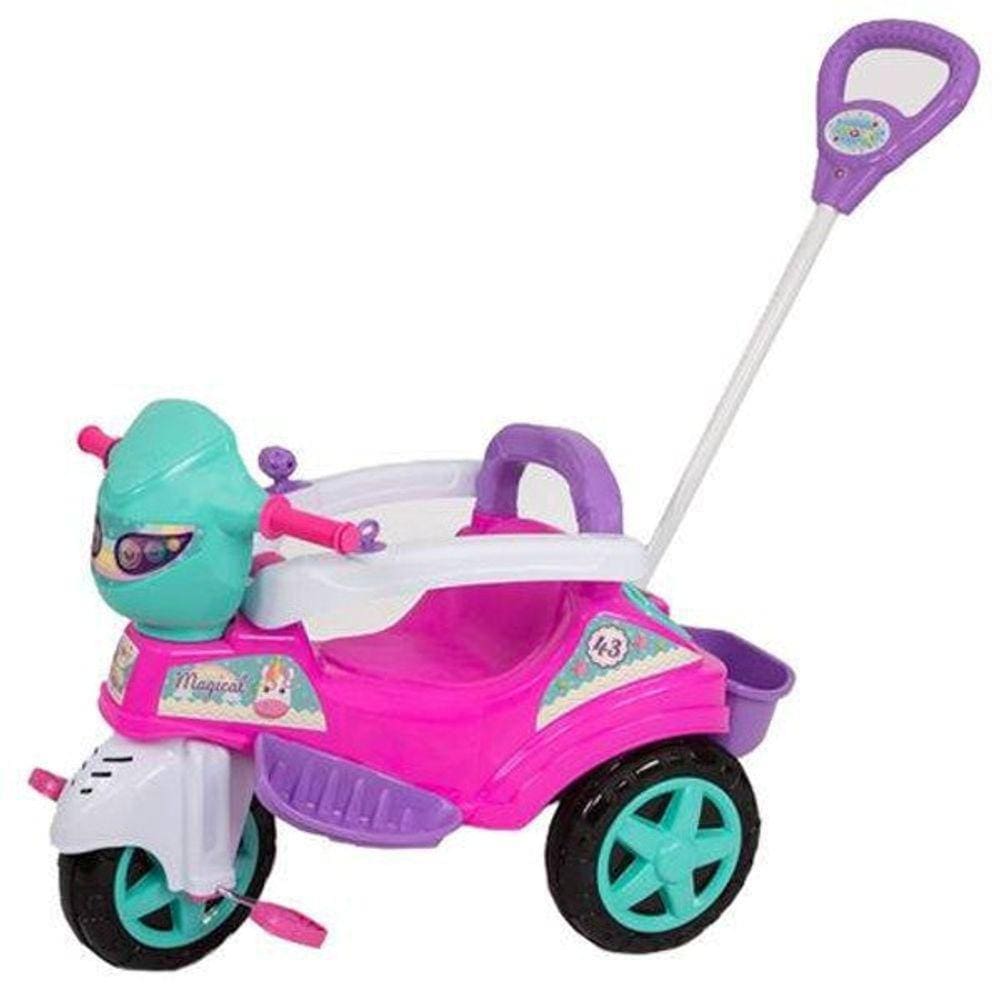 Triciclo Baby City Pedal E Empurrador Menina Rosa - Maral