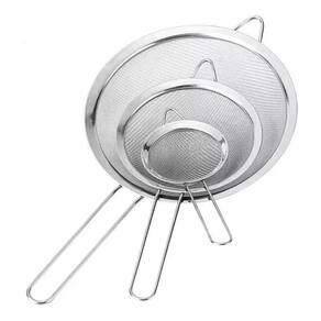 Kit Peneira Em Inox Com 3 Peças