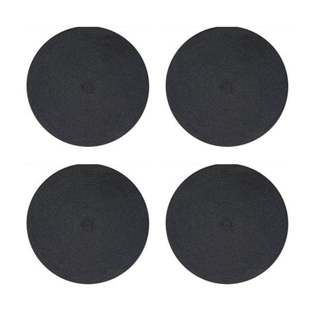 Jogo de 4 Lugares Americanos Redondo Preto JA10194