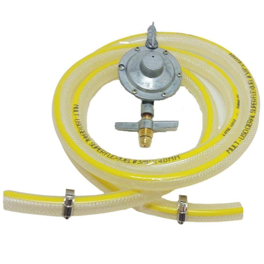 Kit Com 2M Mangueira Gás + Registro Para Botijão De Cozinha