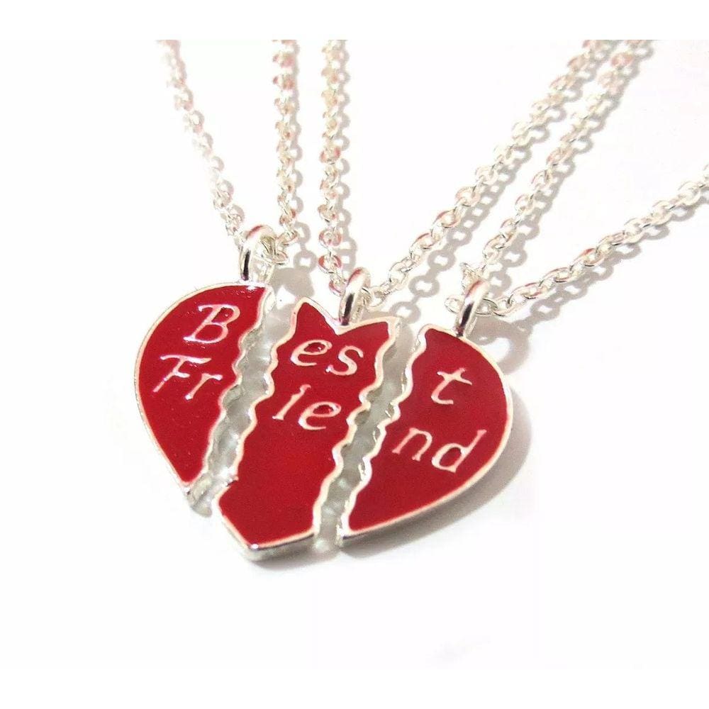 Colares Best Friends Amizade Folheado A Prata - 3 Pçs