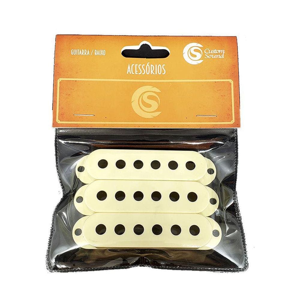 Capa De Captador Custom Sound Single 52Mm Cor Creme 3 Peças