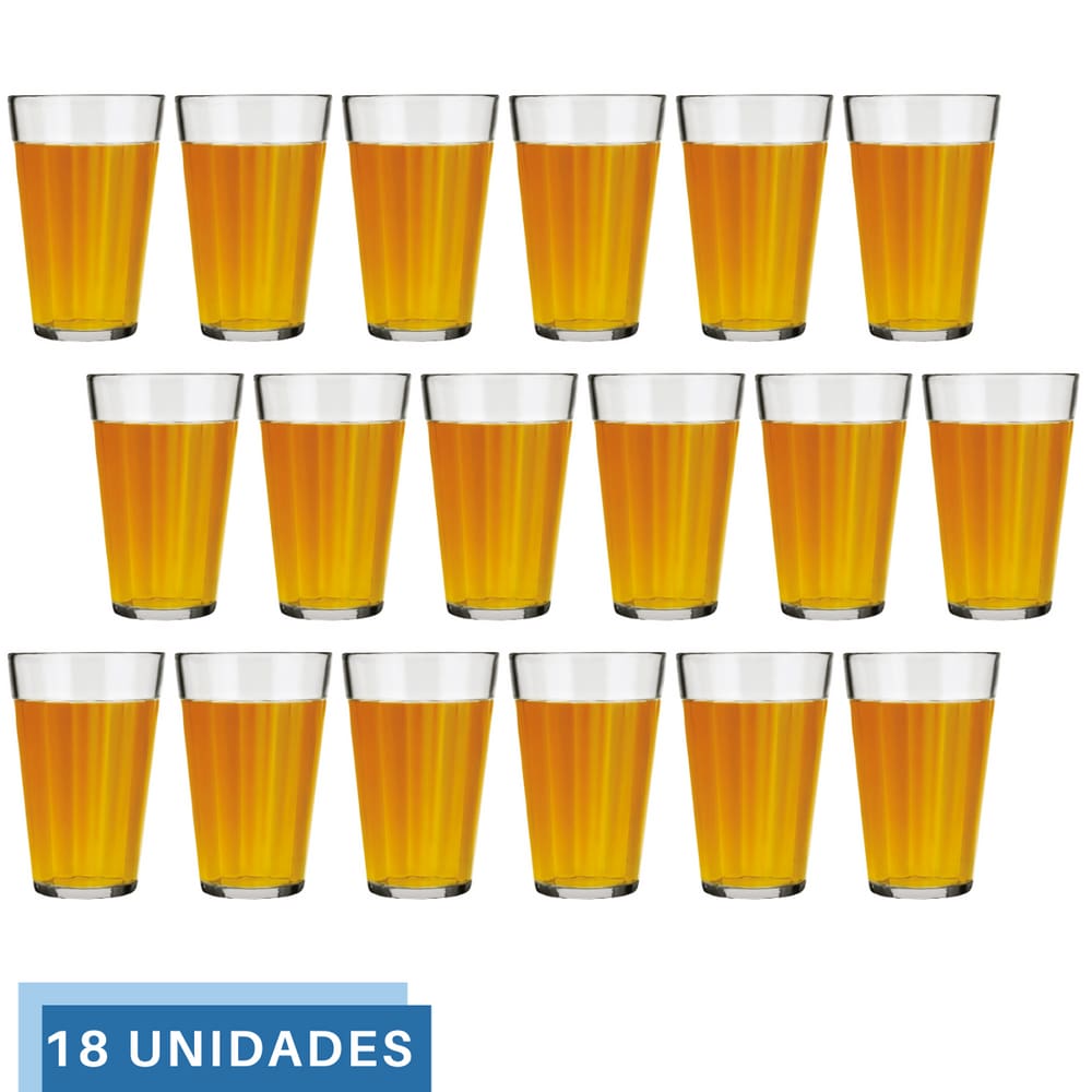 Jogo 18 Copo Americano Long Drink 450ml Vidro Cerveja Nadir