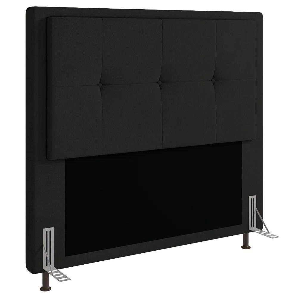 Cabeceira Ametista Cama Box King 195cm Suede Preto