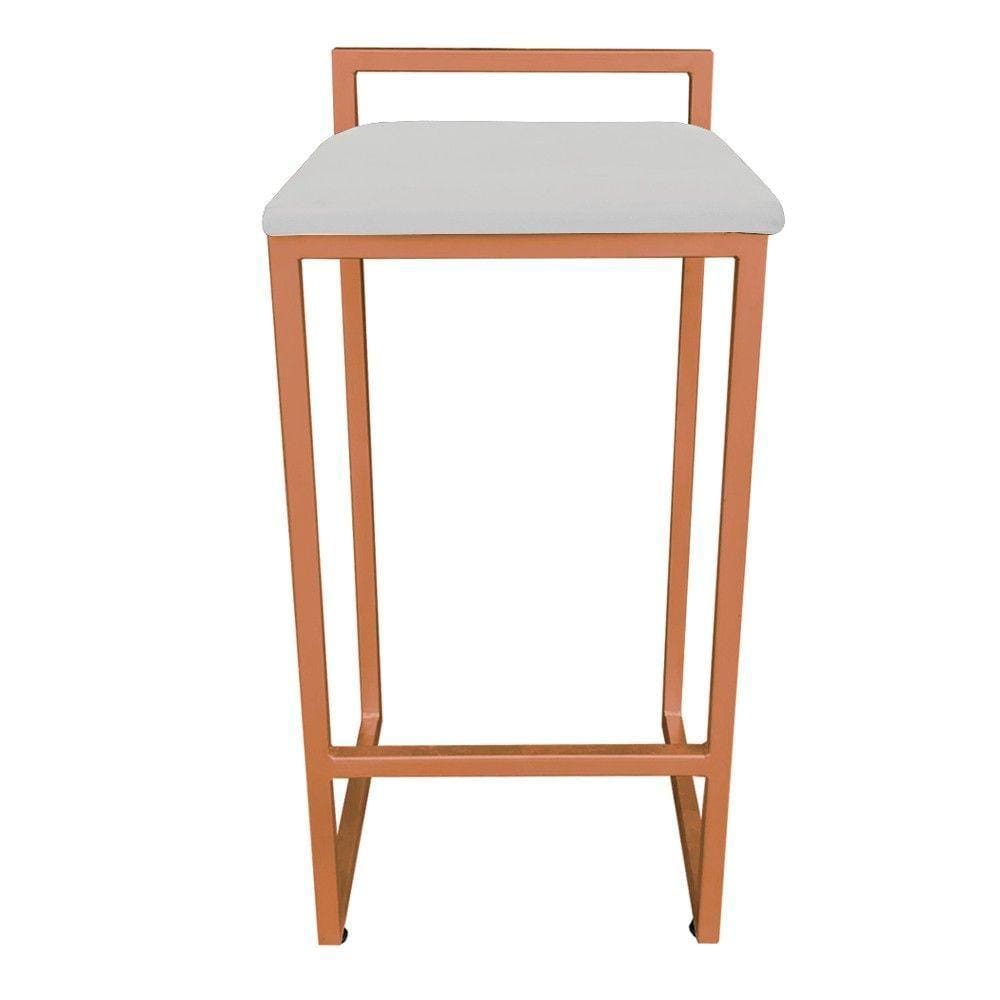 Banqueta Pietra Suede Base Cobre Cinza