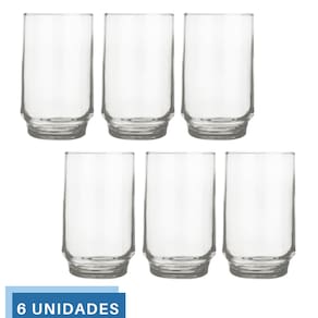 Jogo Copo Cylinder Agua E Suco Vidro 300ml - Kit 6 Unidades