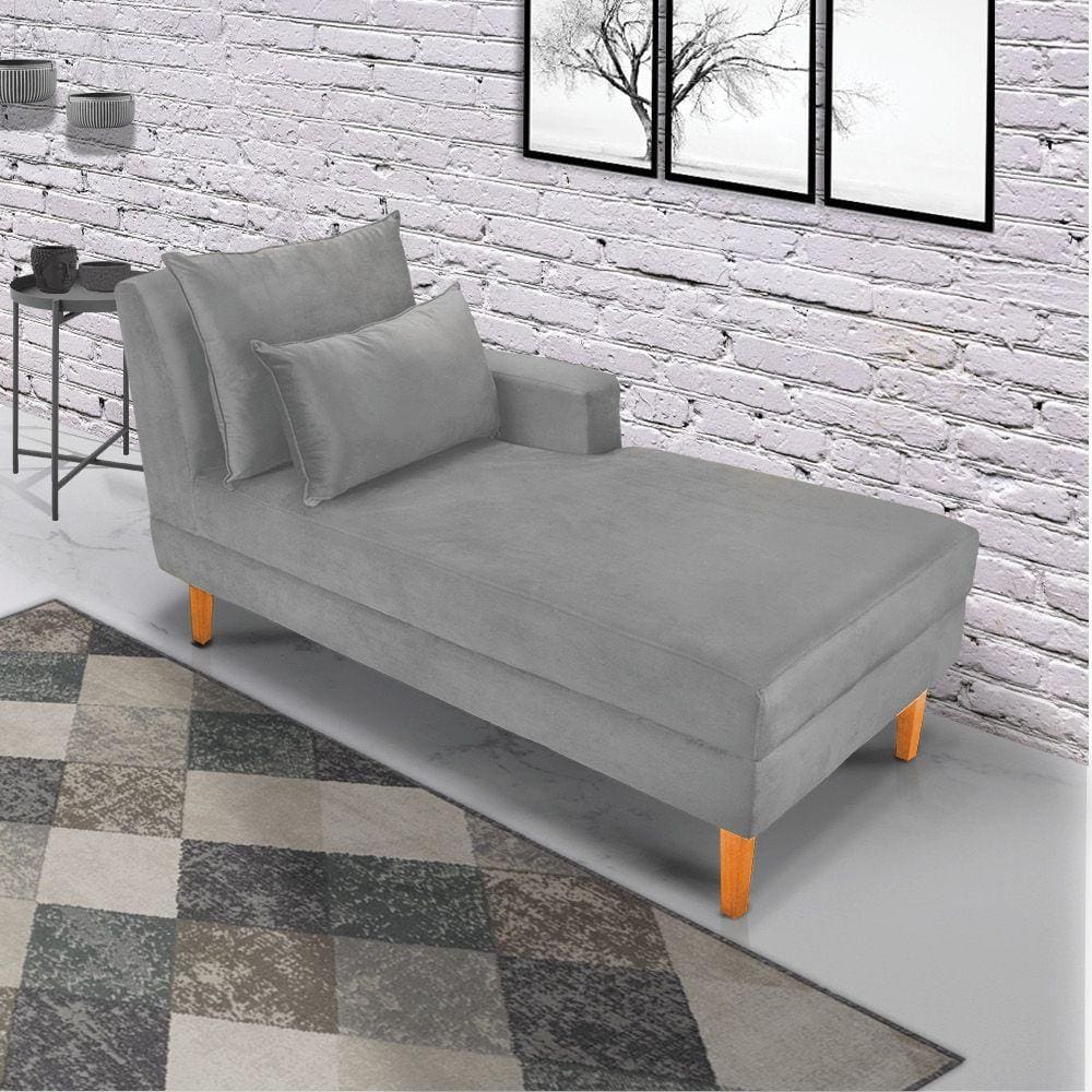 Divã Chaise Chloe 160cm Castanho Cinza