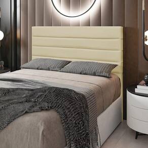 Cabeceira Rubi Cama Box Casal 140cm Corino Bege