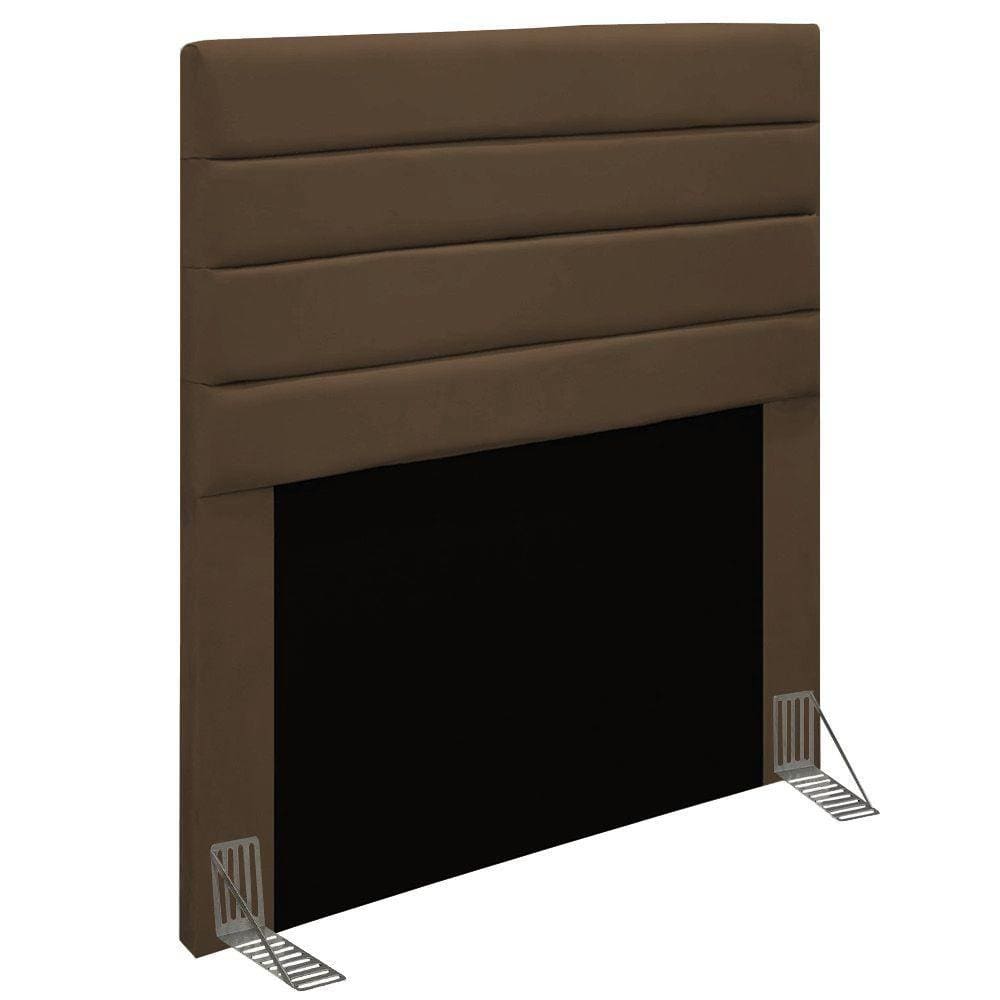 Cabeceira Rubi Cama Box Solteiro 90cm Suede Marrom