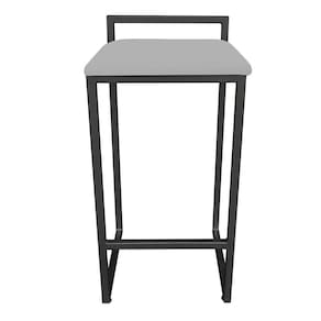 Banqueta Pietra Suede Cinza Base Preto