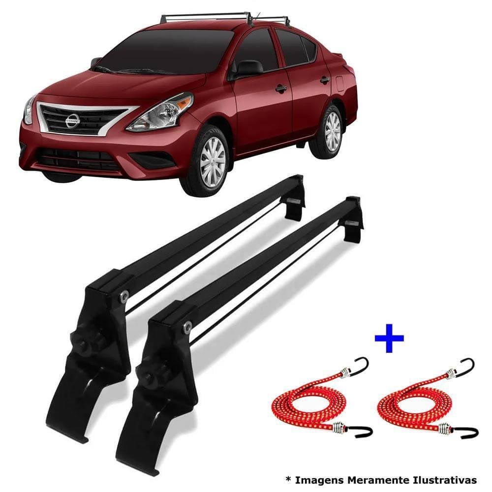 Rack De Teto Nissan Versa 2012 Até 2019 + 2 Elástico Carga
