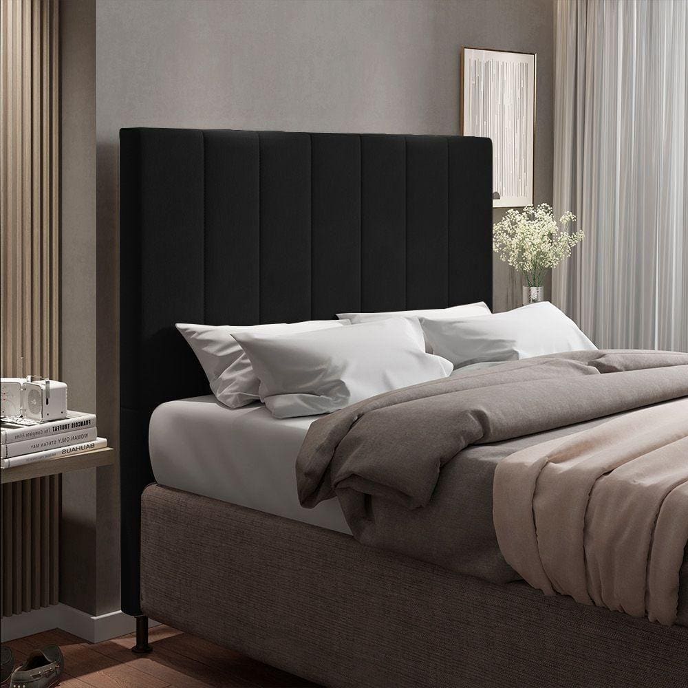 Cabeceira Cama Box Queen 160cm Suede Preto