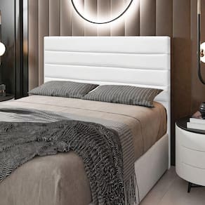 Cabeceira Rubi Cama Box Casal 140cm Corino Branco