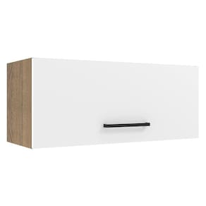 Armário Aéreo Madesa Agata 80 cm 1 Porta Basculante – Rustic/Branco