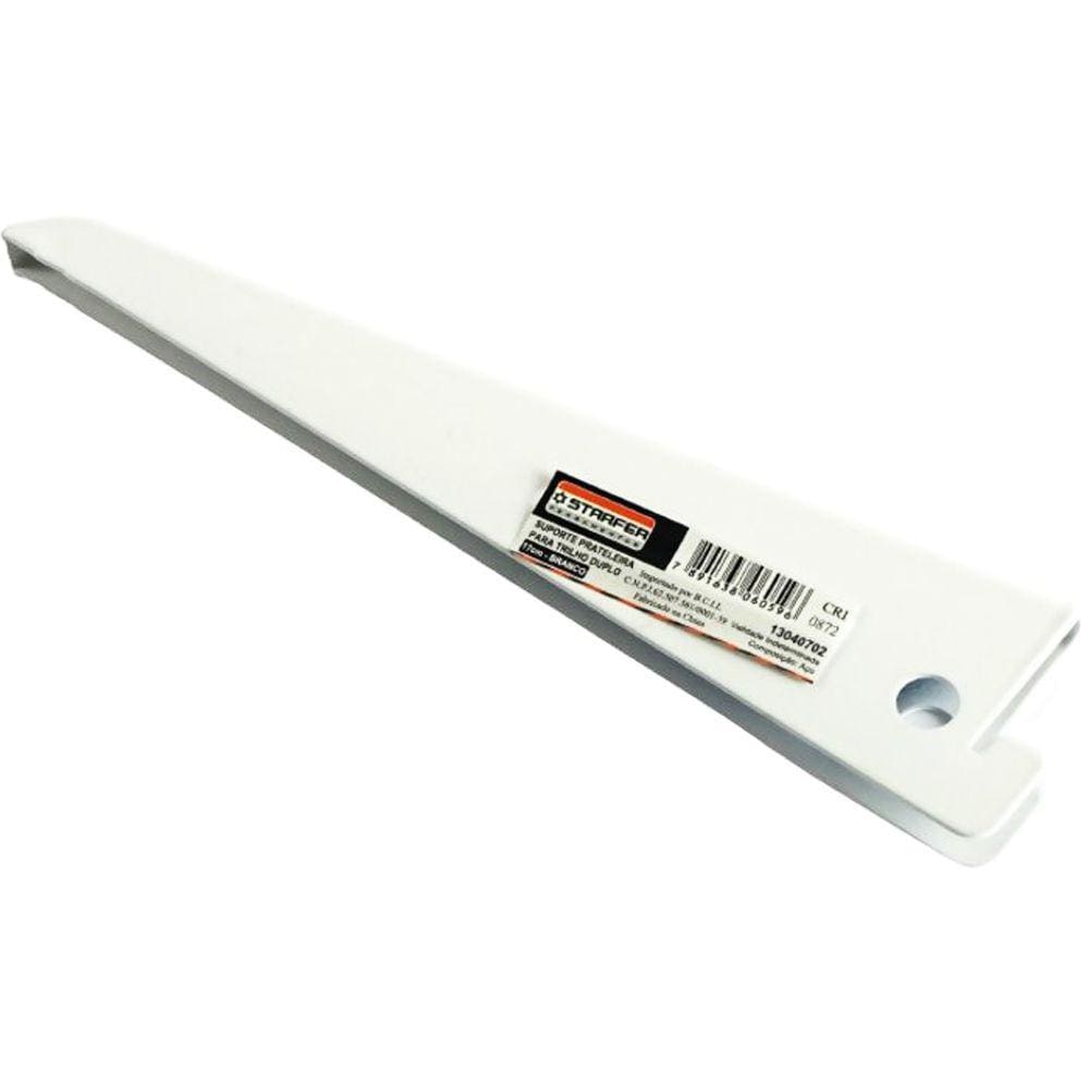 Suporte Duplo para Trilho Prateleira Branco Aço 17cm - Starfer