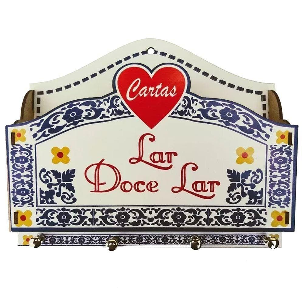 Porta Cartas com Porta Chaves Chaveiro Lar Doce Lar