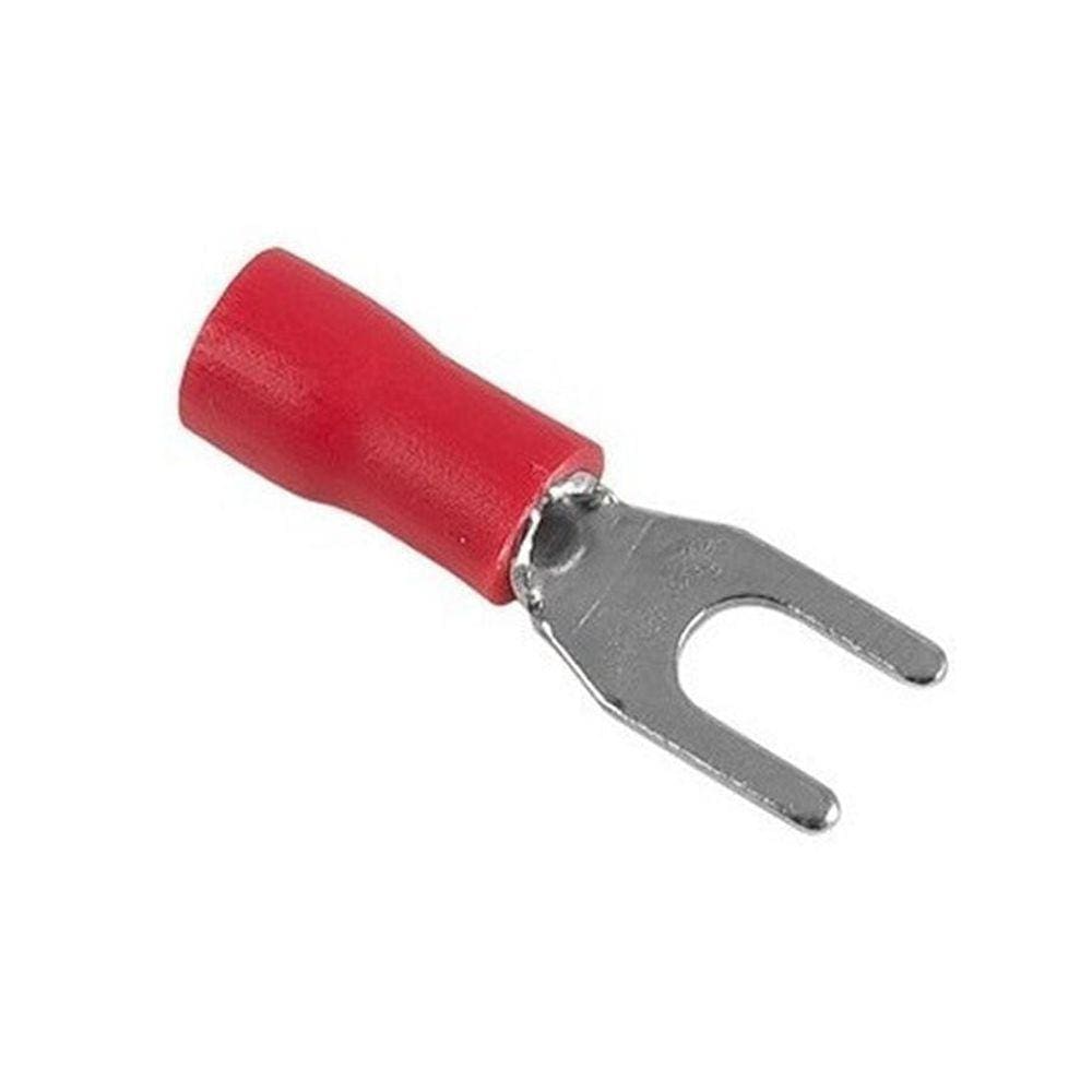 Terminal Garfo 0,5 X 1,5Mm² 9A Vermelho 50 Peças Decorlux