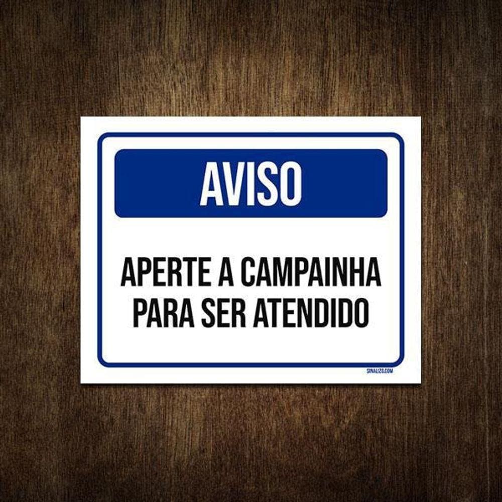 Placa De Sinalização - Aviso Aperte A Campainha 18X23