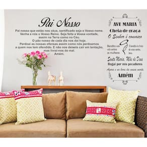 Adesivo Decorativo Parede Oração Frase Ave Maria e Pai Nosso