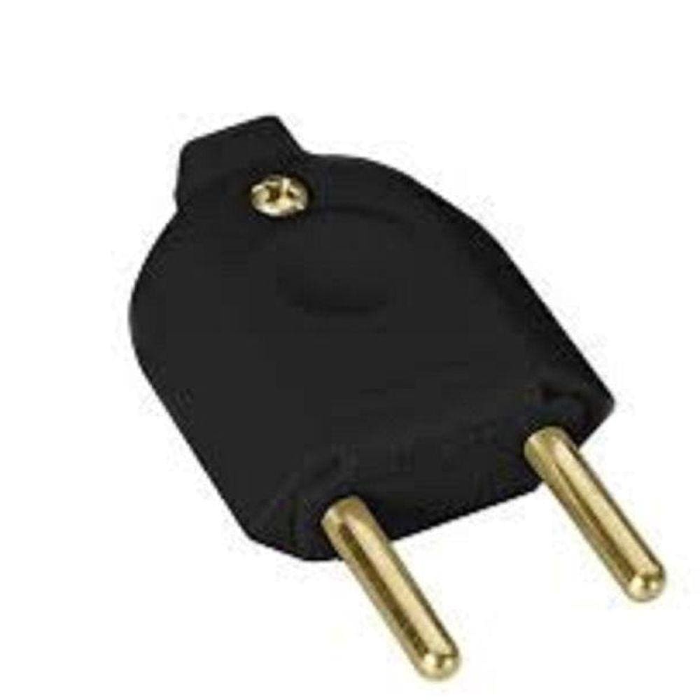 Kit 5 Plugue Macho Reto 2P 2 Pinos 20A Preto