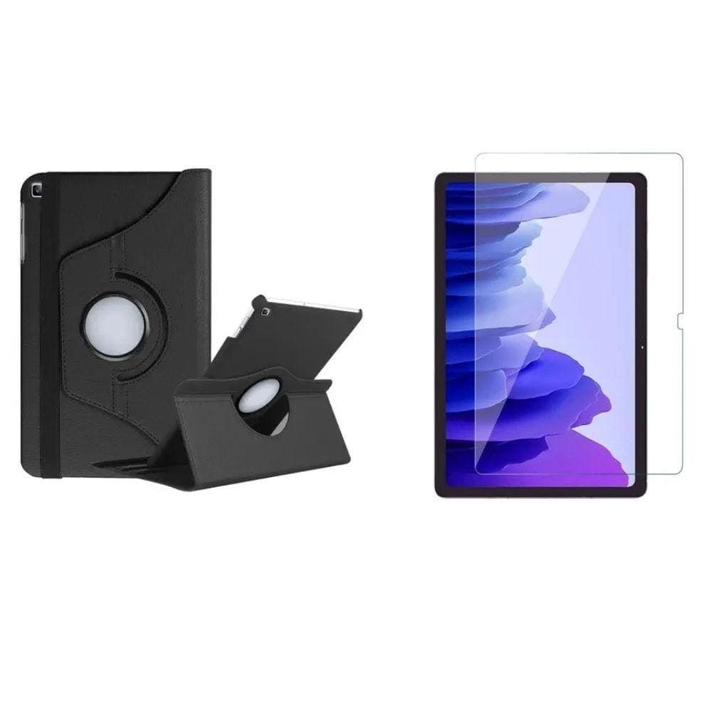 Capa Giratória Preta + Pel Vidro Galaxy Taba7 T500 T505 2020