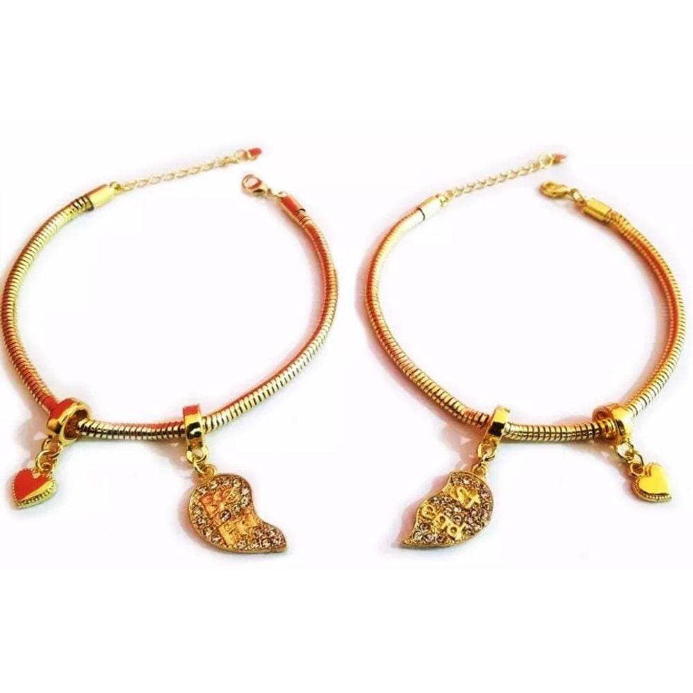 Pulseira Best Friends Forever Folheado A Ouro 18k - 2 Pçs